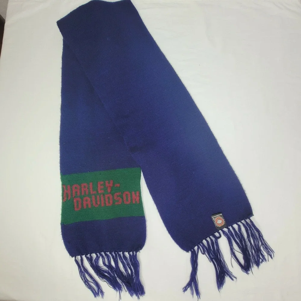 Vintage Harley Davidson Blue Green Red Winter Scarf 52